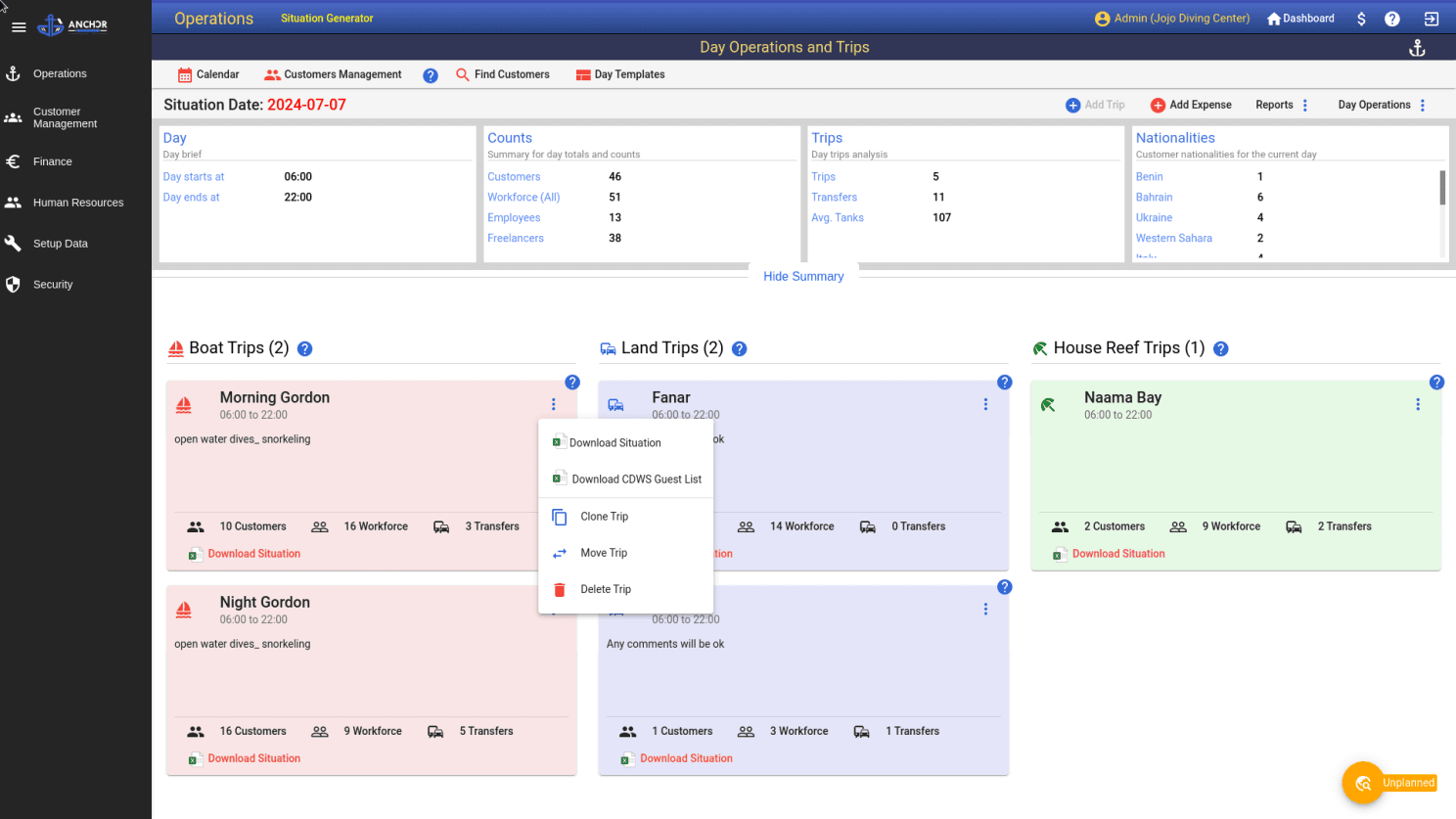 Export daily trips' documents 