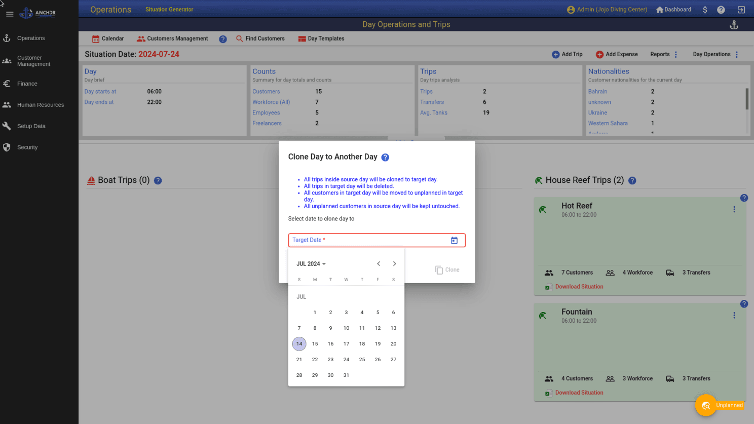 Flexible operations on days and trips!